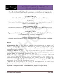 Pdf The Effect Of Health Belief Model Training On Physical Activity In Geriatrics