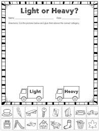 Measurement Capacity Free Heavy And Light Sorting Activity Kindergarten Science Measurement Kindergarten Kindergarten Math