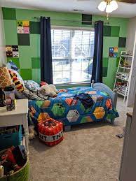 Minecraft Bedroom Makeover Valspar Command Strips Target Lowes Minecraft Bedroom Kids Room Organization Room Makeover