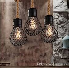 Loft Bulb Shape Rope Pendant Light Metal Cage Hanging Light Fixture Industrial Droplight For Restaurant Bar Coffee Room Decortion Red Pendant Lighting Low Voltage Pendant Lights From Zidoneled 35 18 Dhgate Com