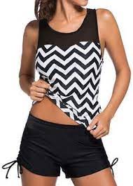 Chevron Print Black Two Piece Swimwear Fashion Two Piece Swimwear Swimsuits