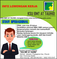 Idphotobook mahakarya nusantara membutuhkan lulusan d3, s1, sma/smk untuk bekerja secara full time. Pituruh News Info Lowongan Kerja Ksu Bmt At Tauhid Facebook
