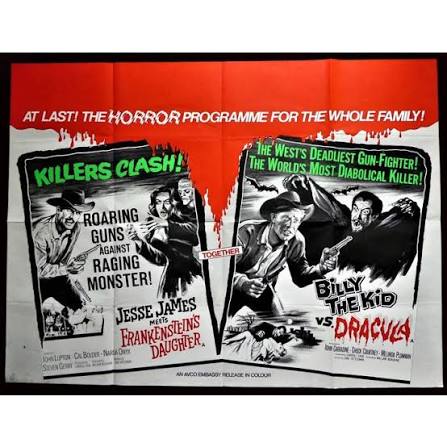 JESSE JAMES...FRANKENSTEIN'S DAUGHTER / BILLY THE KID..DRACULA (1966) UK 1  Quad on eBid United States | 203816162