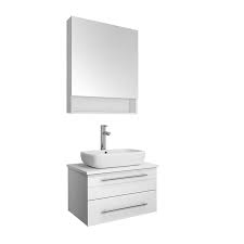 As we can see, the porcelain vanity sink is above counter type, easy to install.also enamel finish make this round bathroom sink is easy to clean and is. Fresca Fvn6124wh Vsl Lucera 24 Inch White Wall Hung Vessel Sink Modern Bathroom Vanity With Medicine
