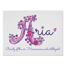 Aria Girls Name Decorative Custom Meaning Poster Zazzle Com Monogram Art Names With Meaning Name Drawings
