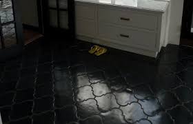 Oh My Word Giant Quarter Foil Flooring Are You Kidding Me Oh And Brass Hardware Arabesque Tile Flooring Black Grout