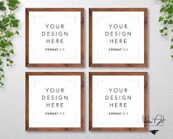 Set Of 4 Square Wood Frames Mockup Nursery Mockup Picture Etsy Frame Mockups Frame Stationery Mockup