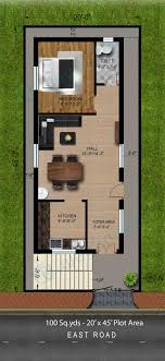100 Sq Yds 20x45 Sq Ft East Face House 1bhk Floor Plan Jpg Home Design Floor Plans Building Plans House 20x40 House Plans