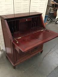 This stunning secretary desk with cabinet from our king louis collection is hand crafted by artisans who are among the world's most talented in the modern world. Lot Vintage Asian Influenced Wooden Secretary Desk With 2 Drawers And A Cabinet