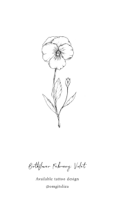 Birth Flower February Violet Tattoo Design Illustration By Liza Sie Violet Tattoo Violet Flower Tattoos Birth Flower Tattoos
