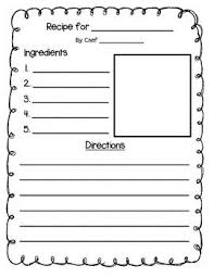 Recipe Writing Prompt Recipe Book Templates Cookbook Template Kids Writing