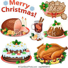 Maybe you would like to learn more about one of these? Set Of Cartoon Icons For Christmas Dinner Traditional Christmas Food And Desserts Roast Turkey Ham Christmas Pie Pudding Canstock