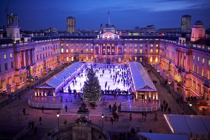 SKATE at Somerset House in its historic courtyard setting, AI generated