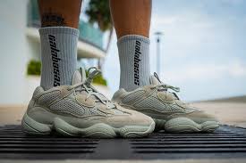 The stone/stone/stone resembles a cross between a work boot and a 1990's hiking boot. Adidas Yeezy 500 Salt On Foot First Look Justfreshkicks