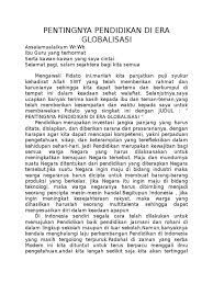 Pentingnya Pendidikan Di Era Globalisasi