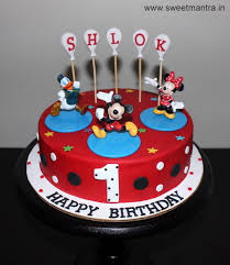 1st Birthday Cake Cartoon Images Mickey Mouse And Friends Theme Small Customized Designer Cake For Boy S 1st Birthday At Pune Cake Cartoon Birthday Cake Cake Delivery