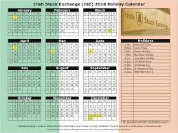 Irish Stock Exchange 2018 2019 Holidays Ise Holidays 2018 2019 Make It November Calendar Calendar Holiday Calendar