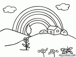 spring and rainbow in a village coloring pages for kids letscolorit com kartu