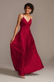 Spaghetti Strap Satin A Line Tall Bridesmaid Dress Style 4xlf20131 Apple In 2020 Dark Red Bridesmaid Dresses Davids Bridal Bridesmaid Dresses Bridesmaid Dress Styles