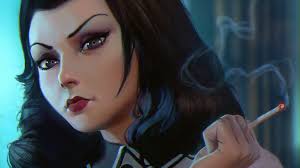 Elizabeth, video games, smoking, BioShock Infinite, Ilya Kuvshinov,  BioShock Infinite: Burial at Sea, drawing, HD Wallpaper