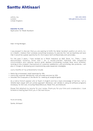 Retail Assistant Cover Letter Example | Kickresume