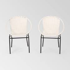 Java Set Of 2 Faux Rattan Modern Club Chairs White Christopher Home Knight Lounge Chair Outdoor Modern Club Chair Patio Chairs