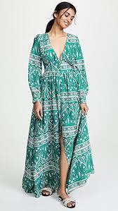 Green Bohemian Long Sleeve Maxi Paisley Dress Paisley Dress Bridesmaid Dresses Boho