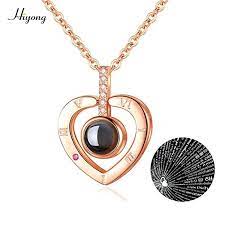 I Love You Necklace 100 Languages Heart Love Necklace Love Memory Projection Pendant Necklace For Women G Love Necklace Womens Necklaces Diamond Cross Pendants