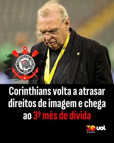 ❌💰 O Corinthians n&atilde;o pagou a parcela dos direitos de imagem do elenco masculino que venceu nesta ter&ccedil;a-feira (20), conforme apurou o UOL. Com o novo atraso, o clube chega ao 3&ordm;