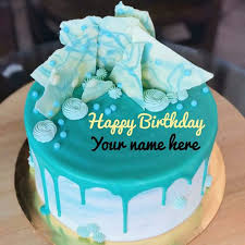 Birthday Cake For Brother With Name Write Brother Name On Blue Aqua Theme Birthday Cake Generate Name On Birthday Cake With Aqua Theme Birthday Cake For Brother New Birthday Cake Birthday Snacks