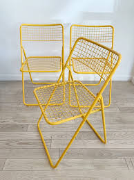 Yellow Metal Grid Folding Chairs By Niels Gammelgaard For Ikea 1979 Yellow Chair Metal Grid Folding Chair