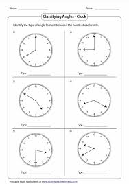 Clocks And Hands Angles Worksheet Types Of Angles Measuring Angles
