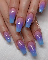 Blue green neon colors ombre for summer time. French Ombre Nails In Blue And Pink Ombre Nail Art Designs Ombre Acrylic Nails Best Acrylic Nails