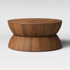 Prisma Round Natural Wood Turned Drum Coffee Table Brown Project 62 In 2020 Drum Coffee Table Coffee Table Wood Brown Coffee Table