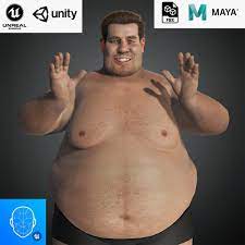 realistic fat man naked character 3D Model in Man 3DExport