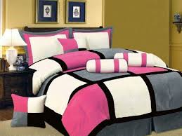 Black And Gray Bed In A Bag Twin 5 Pc Modern Hot Pink Black White Gray Suede Comforter Set Bed In A Bag Twin Size Bedding Comforter Sets Pink And Black Bedding Bedding Sets