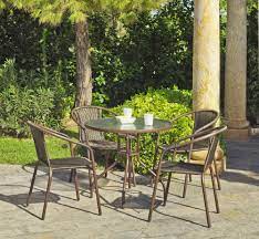 salon de jardin janeiro 1 table 4 fauteuils sur jardindeco com salon de jardin salon de jardin resine conforama