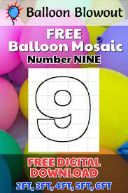 Free Balloon Mosaic Number 9 Four Template Frame Kit Pdf Large Printable Diy 2ft 3ft 4ft 5ft 6ft In 2021 Balloon Mosaic Balloon Mosaic Letters Balloon Template