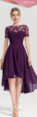 Us 97 00 A Line Scoop Neck Asymmetrical Chiffon Cocktail Dress Jj S House Vestidos Look Festa