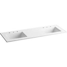 A reader needs help replacing a double sink with a single one. Kohler K 2789 8 G81 Ceramic Impressions 61 Double Basin Rectangular 3 Hole 8 Centers Vanity Top Vitreo Bathroom Top Double Vanity Tops Double Vanity Bathroom