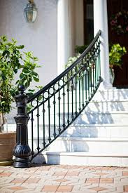 Iron handrail arch step hand rail stair railing fits 2 steps for paver outdoor. Exterior Railings Compass Iron Works