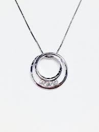 0 15ct Diamond Necklace Pendant 3 Stone Infinity Circle Of Etsy Diamond Pendant Necklace Jewelry White Gold Necklace Diamond