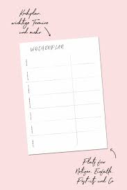 Clevere wochenplan vorlage für excel: Druckvorlage Speiseplan Fur Die Woche Zum Ausdrucken Wochenplan Zum Ausdrucken Planer Wochen Planer