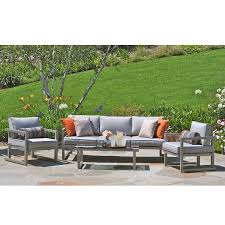 Kelowna Aluminum 4 Piece Patio Seating Set With Premium Sunbrella Fabric Sam S Club Patio Seating Sets Patio Seating Patio