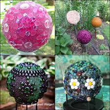 Diy Faux Gazing Ball Garden Decor Bowling Ball Crafts Gazing Ball Diy Garden Projects