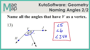 Name all the angles that have v as a vertex. Kutasoftware Geometry Naming Angles Part 2 Youtube