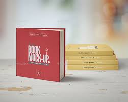 Square Book Mock Up Dust Jacket Complete Edition Trifold Brochure Template Book Cover Mockup Mockup