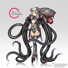 Anime Picture Search Engine 1girl Center Opening Gia Highres Original Red Eyes Silver Hair Tentacles Thigh Highs Anime Character Design Anime Cyberpunk Art