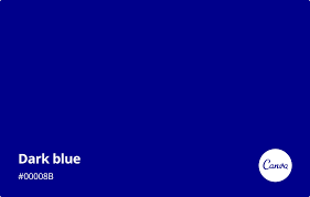 So, blue can have additives of any other 'color' as a ratio and become that variant of blue, from minimal of 1/256 for rgb, that's 256^3, 16,667,000 colors are expected to come out, 1/3, approximately, are blues, that is near 5.5 million blues. Dark Blue Meaning Combinations And Hex Code Canva Colors