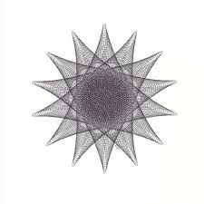 14 Point Star Original Ink Drawing Geometric Abstract Star Line Drawing Black Ink Abstract Flower Drawing 11x14